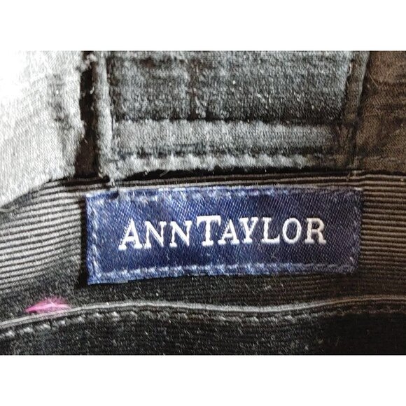 Ann Taylor Gray Silk Embroidered Handbag Tote With Dual Handles 9" Tall - Picture 5 of 5